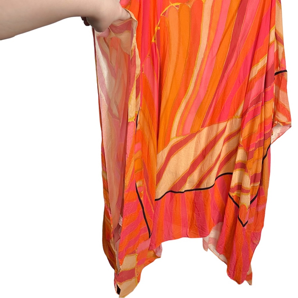 Zara Limited Edition Blogger Favorite Abstract Chiffon Oversized Poncho Orange S - Picture 10 of 13